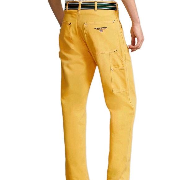Ralph Lauren Polo Sport Yellow Carpenter Jeans Men 34 Relaxed Straight Fit New - Picture 1 of 16